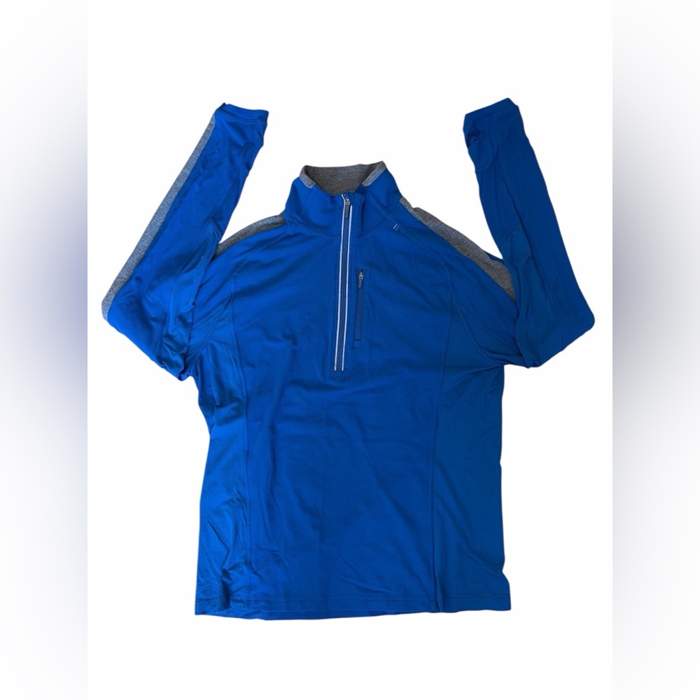 Vintage Lululemon Blue Barricade 1/2 Zip Pullover Mock Neck Men's Size XL